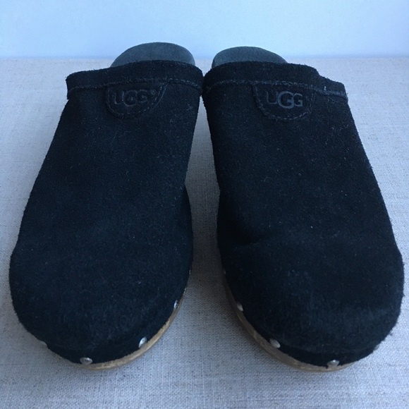 UGG Girl US 3 EU 33 EVIE Black Suede Mules Clogs - Picture 2 of 9
